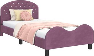 vidaXL Cama Para Ni&ntilde;os Con Cabecero Morado 90 X 200 Cm Terciopelo Vidaxl