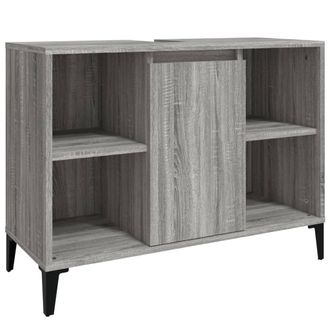 vidaXL Armario De Lavabo Madera Contrachapada Gris Sonoma 80x33x60 Cm Vidaxl