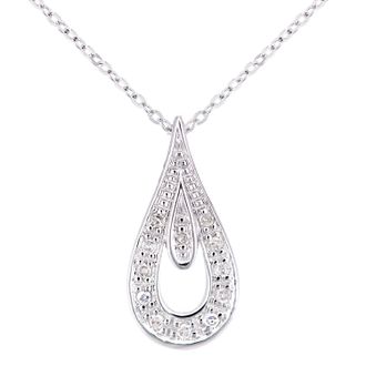 Diamant L'&eacute;ternel Womens 9ct White Gold Diamonds Teardrop Pendant Necklace of Length 46cm - One Size