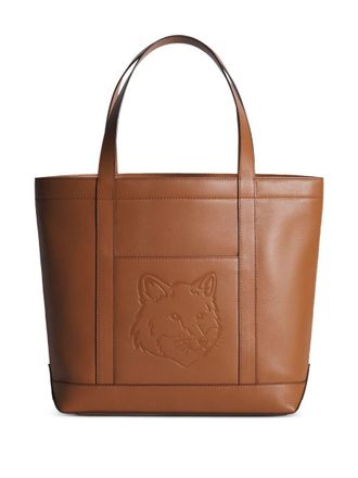 Maison Kitsun&eacute; Fox Head Leather Medium Tote Bags