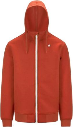 K-Way Rode Sweater met Verstelbare Capuchon - Heren - Vesten met rits - Rood - M - Polyester - Hoodies & sweatvesten