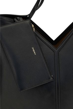 Saint Laurent Mens Leather Tote Bag Large Y Black-Rustic Camel Calf Shoulder Black/rustic