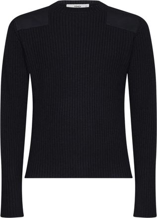 Fendi Jersey de punto con parches en los hombros - Knitwear - Hombre - Azul - L