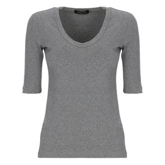 Fabiana Filippi T-Shirts, female, Gray, Size: M Round-neck T-shirt