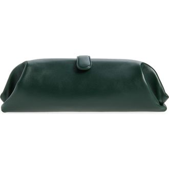 Bottega Veneta Leather East/West Clutch in 3270 Alpi Green-Brass at Nordstrom