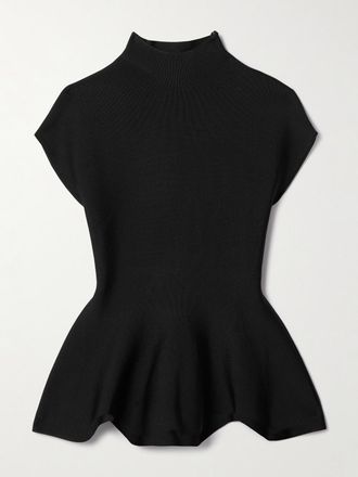 Khaite Maglia A Collo Alto In Maglia Stretch Con Baschina Andra - Nero