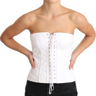 Dolce & Gabbana Witte PALERMO Bustier Katoenen Corset Top