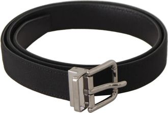 Dolce & Gabbana Grosgrain Stof Riem met Metalen Gesp - Heren - Riemen - Zwart - ONE Size - Leer - Accessoires