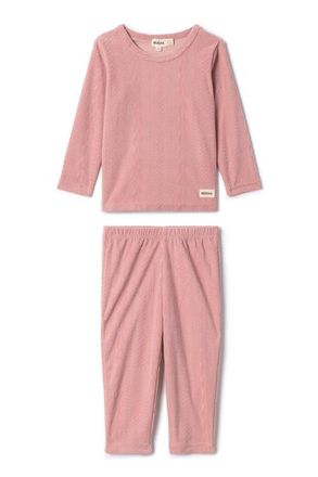 Mocha Girl Cable Textured Velour Top and Pants Set in Maple at Nordstrom, Size 18M