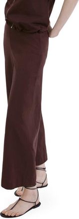 Mango Cotton & Linen Blend Crop Straight Leg Pants in Chocolate at Nordstrom, Size 10