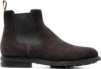 Santoni Cedar Brown Su&egrave;de Enkellaarsjes - Heren - Chelseaboots - Bruin - 42 EU - Su&egrave;de - Schoenen