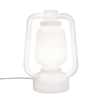 QAZQA Qazqa + Moderno L&aacute;mpara De Pie Blanca 110 Cm Ip44 - Storm Extra Large Pl&aacute;stico Redonda Adecuado Para Led Max. 1 X 50 Watt