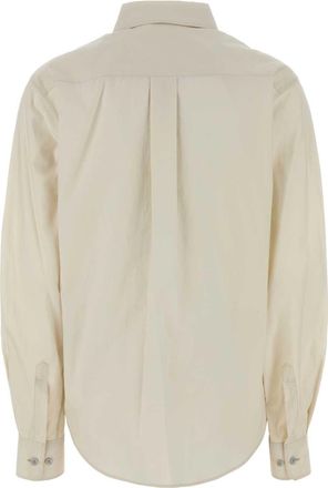 Christophe Lemaire Womens Sand Poplin Shirt Lightcream Cotton Silk Beige