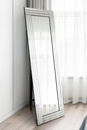 MirrorOutlet Cheval Triple-Bevel Free Standing Mirror 170 x 58 CM 5ft7 x 1ft11 in Silver | Size: 1 Pack