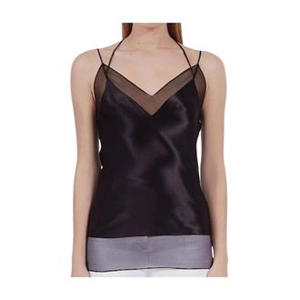 Ferragamo Camisa de Sat&eacute;n de Viscosa - Tops - Mujer - Negro - 2XS