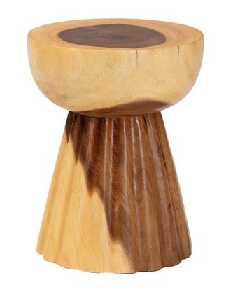 Baxton Studio Alara Hand-Carved Suar Wood Side Table
