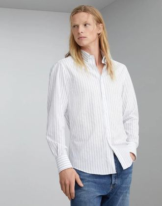 Brunello Cucinelli Bicolor Cotton Pattern Mens Shirt