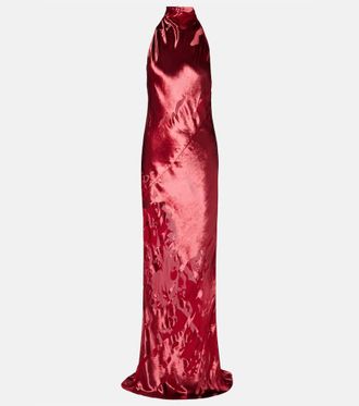 The Sei Abito lungo in velluto con scollo allamericana