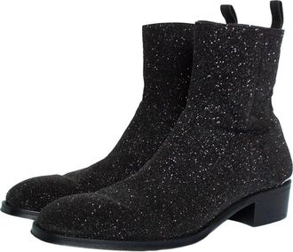 Alexander McQueen Alexander Mcqueen Mens Leather Glitter Bootie (Authentic Pre-Loved)