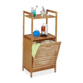 Relaxdays Estanter&iacute;a Cesto Ropa Sucia Bamb&uacute;, Armario Colada 2 Baldas, Cesta Lavander&iacute;a, 100 X 45,5 X 33,5 Cm, Natural - Relaxdays