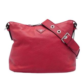 Prada Pre-owned Shoulder Bag - Dames - Pre-owned - Rood - Maat: ONE Size Leer