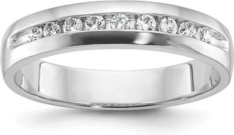 Diamond2Deal 14k White Gold Lab Grown Diamond 9-Stone Band Ring 1/4Ct Clarity- VS Color- G-H