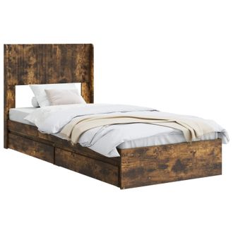 vidaXL Estructura De Cama Con Almacenamiento Y Cabecero Roble Ahumado Vidaxl