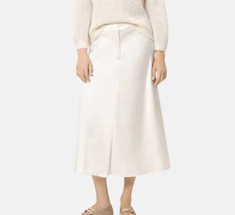 Luisa Cerano Satin Midi Skirt In White