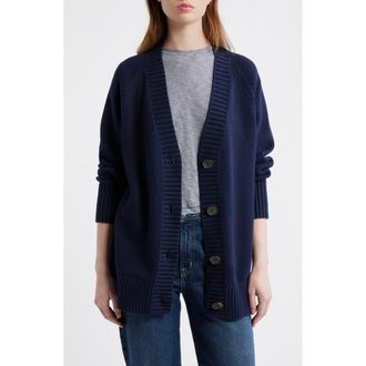 Madewell Oversized Cotton Cardigan in Midnight Navy at Nordstrom, Size X-Small