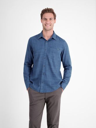 Lerros Langarmhemd LERROS LERROS Herrenhemd, Fancy-Twill, Herren, Gr. M, Normal- und Kurzgr&ouml;ssen, blau (storm blau), 65% Baumwolle, 35% Lyocell, Hemden Langa