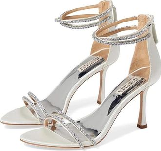 Badgley Mischka Logan Sandals WomensSoft White Leather Ankle Strap GAL740