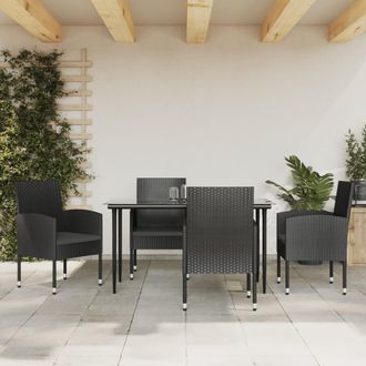 vidaXL Juego De Comedor De Jard&iacute;n 5 Pzas Rat&aacute;n Sint&eacute;tico Y Acero Negro Vidaxl