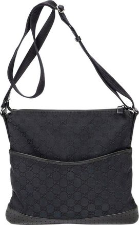 Gucci Black Monogrammed Canvas Medium Messenger (Authentic Pre-Loved)