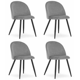 OEM Silla Bello - Terciopelo Gris Claro / Patas Negras X 4