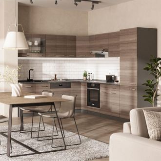 Vicco Cocina Esquinera R-line, Gris Noble/antracita, 227 X 287 Cm Sin Encimera