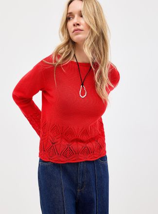 Contemporaine Womens Scalloped openwork bell-sleeve sweater Exclusive collection from Italy