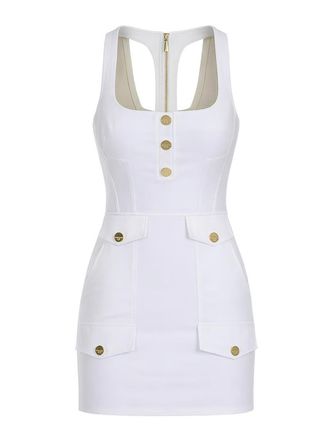 Elisabetta Franchi Mini Dress With Buttons And Flap Pockets