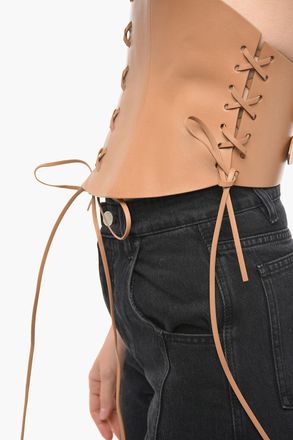 Dior Lace-up Leather Corset with Double Gold Buckle 260mm Dior
