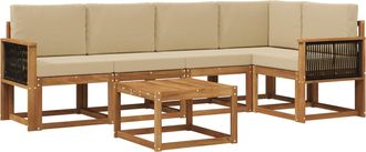 vidaXL Conjunto De Sof&aacute;s De Exterior 6 Uds. Natural Y Beige Vidaxl