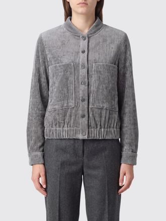 Emporio Armani Cropped Corduroy Bomber Jacket with Patch Pockets