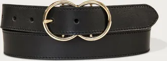 Lucky Brand Leather Belt With Double Ring Buckle