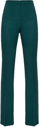 Pinko Tailored Straight Leg Pants - Dames - Wijde Broeken - Groen - XL - Leer - Broeken
