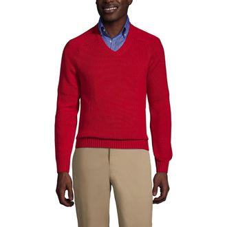 Lands End School Uniform Young Cotton Modal V-neck Sweater in Red at Nordstrom, Size Small