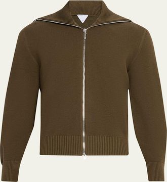 Bottega Veneta Mens Wool and Cotton Knit Full-Zip Cardigan