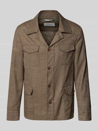 Carl Gross Carl Gross Regular Fit Hemdjacke aus Leinen-Mix Modell Taddeo in Dunkelbraun, Gr&ouml;&szlig;e 26