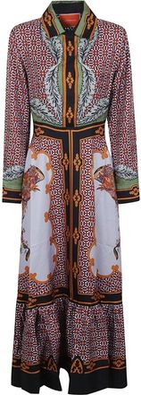 La DoubleJ Long Sleeves San Pietro Dress Placee - Dames - Maxi kleedjes - Veelkleurig - M - Kleedjes