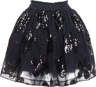 Simone Rocha black floral sequin embellished tulle tutu skirt UK4 XXS