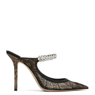 Jimmy Choo London Bing 100 Embellished Mesh High Heel Mules, Brand Size 34.5 ( US Size 4.5 )