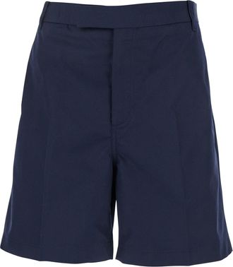 Thom Browne Blue Bermuda Pants With Logo Patch On The Rear And Belt Loops In Cotton Blend Man