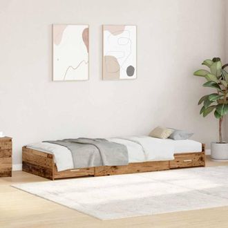 Berkfield Home Storage Bed Frame Old Wood 90 x 200 cm Engineered wood in Brown